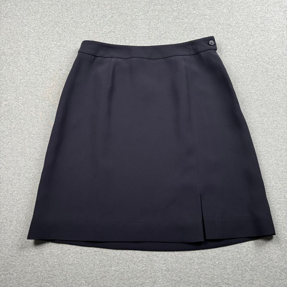 Vintage Jones New York Skirt 10 Navy Blue Mini Slit Preppy Retro 90s Y2K Classic